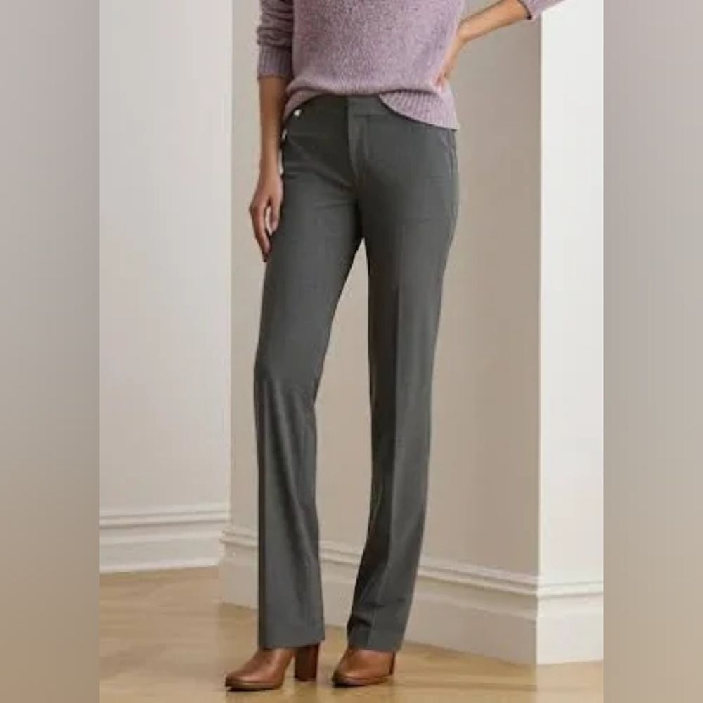 Lauren Ralph Lauren Adelle Gray Dress Pants - Size 14W - Cotton Stretch